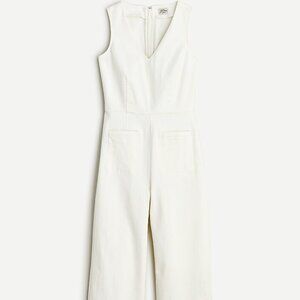 J. Crew V-neck denim jumpsuit in white